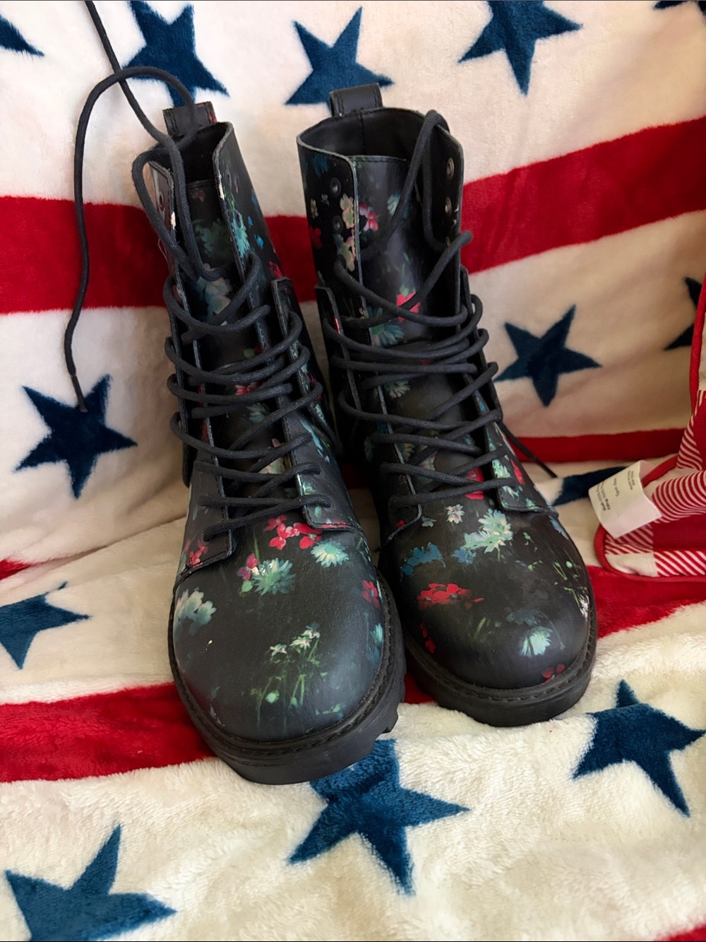 Volcom Black Floral Combat Boots